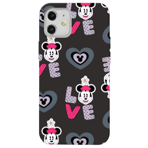 Apple iPhone 12 Minnie Black Colored Silicone TPU Θήκη
