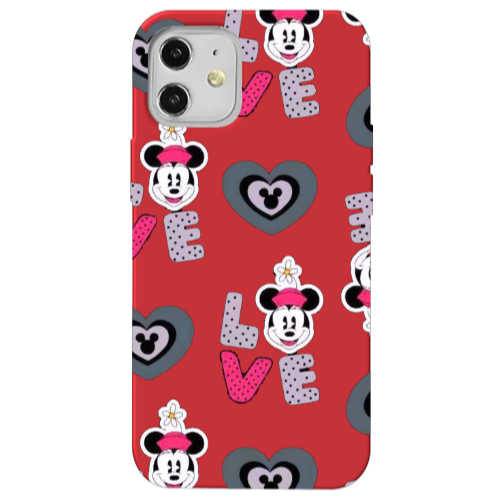 Apple iPhone 12 Minnie Red Colored Silicone TPU Θήκη