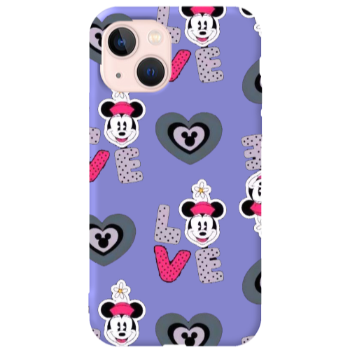 Apple iPhone 13 Minnie Purple Colored Silicone TPU Θήκη