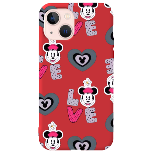 Apple iPhone 13 Minnie Red Colored Silicone TPU Θήκη