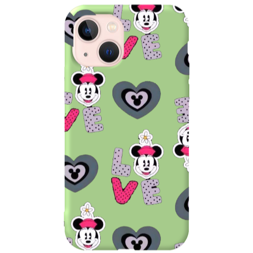Apple iPhone 13 Minnie Light Green Colored Silicone TPU Θήκη