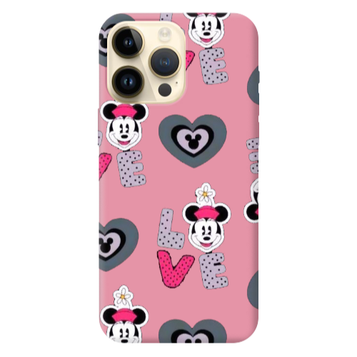 Apple iPhone 13 Pro Max Minnie Pink Colored Silicone TPU Θήκη