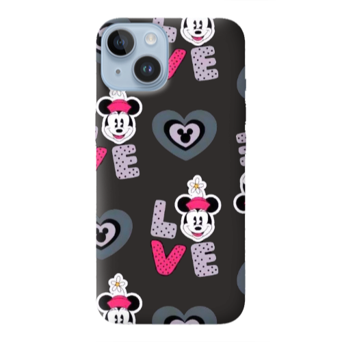 Apple iPhone 14  Minnie Black Colored Silicone TPU Θήκη