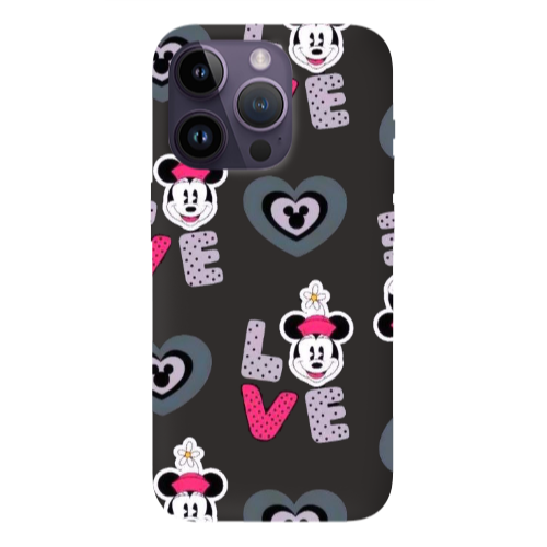 Apple iPhone 14 Pro Max Minnie Black Colored Silicone TPU Θήκη