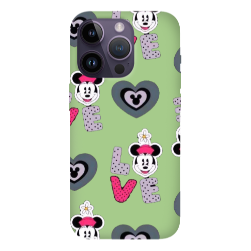 Apple iPhone 14 Pro Max Minnie Light Green Colored Silicone TPU Θήκη