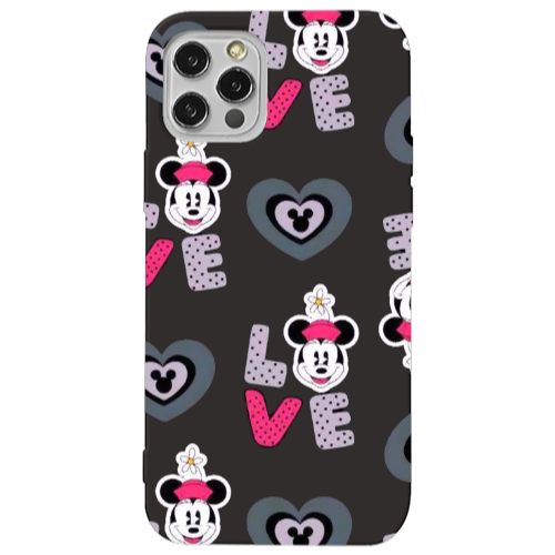 Apple iPhone 13 Pro Minnie Black Colored Silicone TPU Θήκη