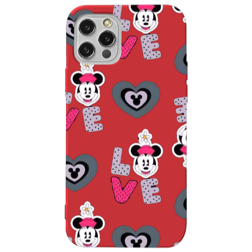 Apple iPhone 13 Pro Minnie Red Colored Silicone TPU Θήκη