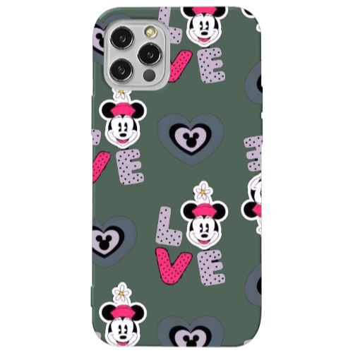 Apple iPhone 13 Pro Minnie Dark Green Colored Silicone TPU Θήκη