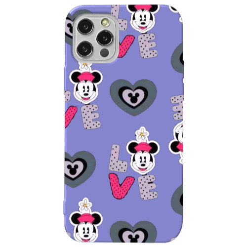 Apple iPhone 12 Pro Minnie Purple Colored Silicone TPU Θήκη