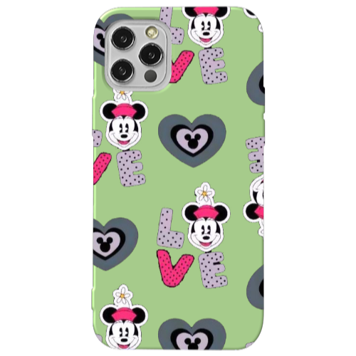 Apple iPhone 12 Pro Minnie Light Green Colored Silicone TPU Θήκη
