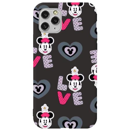 Apple iPhone 11 Pro Max Minnie Black Colored Silicone TPU Θήκη