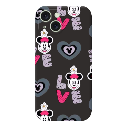 Apple iPhone 15 Minnie Black Colored Silicone TPU Θήκη