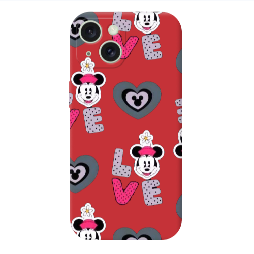 Apple iPhone 15 Minnie Red Colored Silicone TPU Θήκη