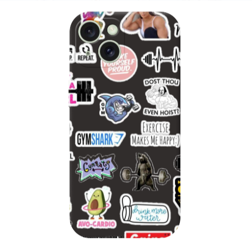 Apple iPhone 15 Mixed up 2 Black Colored Silicone TPU Θήκη