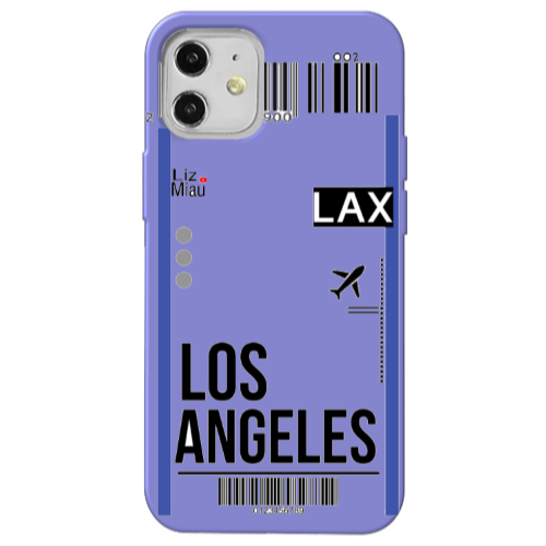 Apple iPhone 12 Los angeles Purple Colored Silicone TPU Θήκη