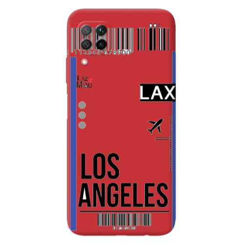 Huawei P40 Lite Los angeles Red Colored Silicone TPU Θήκη
