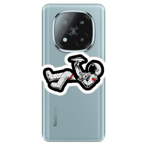 Xiaomi Redmi Note 14 Pro + 5g Astronaut flies a plane Transparent Silicone TPU Θήκη