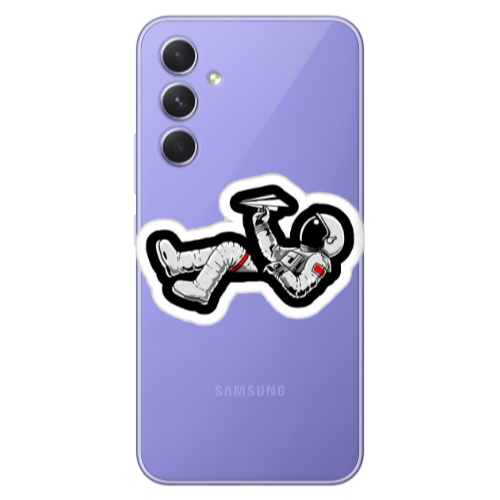 Samsung A56 Astronaut flies a plane Transparent Silicone TPU Θήκη