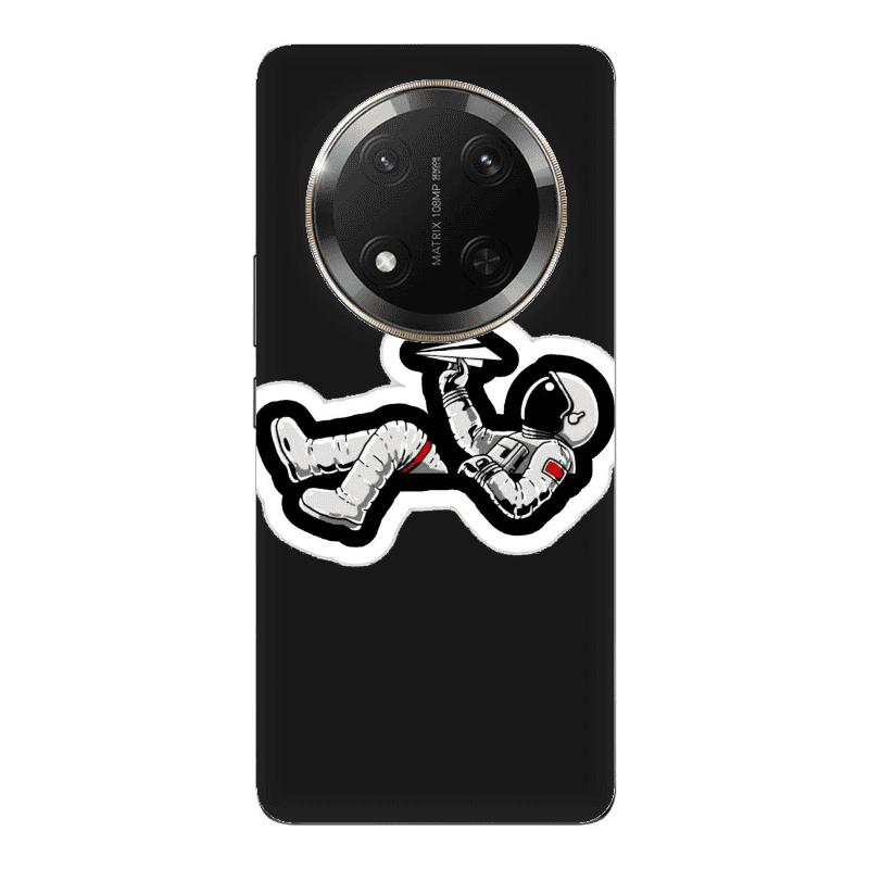 Honor Magic 7 Lite Astronaut flies a plane Black Colored Silicone TPU Θήκη