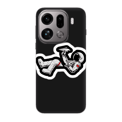 Oppo Find X9 Pro Astronaut flies a plane Black Colored Silicone TPU Θήκη