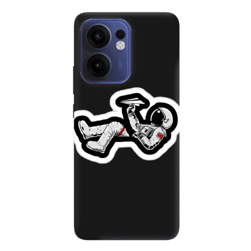 Oppo Reno 13 F Astronaut flies a plane Black Colored Silicone TPU Θήκη