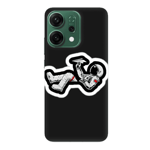 Oppo RENO 14 Astronaut flies a plane Black Colored Silicone TPU Θήκη