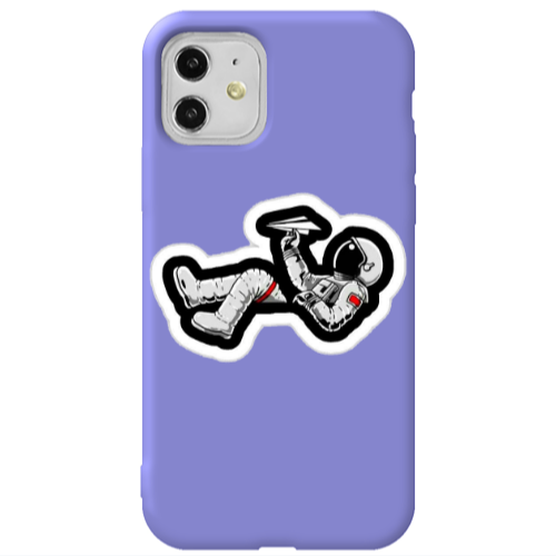 Apple iPhone 11  Astronaut flies a plane Purple Colored Silicone TPU Θήκη