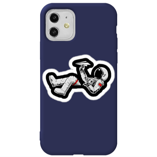 Apple iPhone 11  Astronaut flies a plane Dark blue Colored Silicone TPU Θήκη