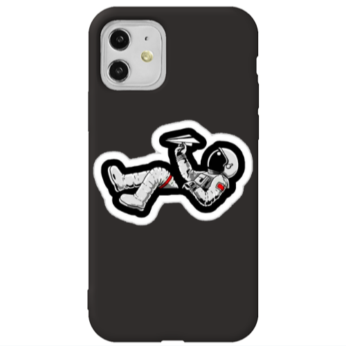 Apple iPhone 11  Astronaut flies a plane Black Colored Silicone TPU Θήκη