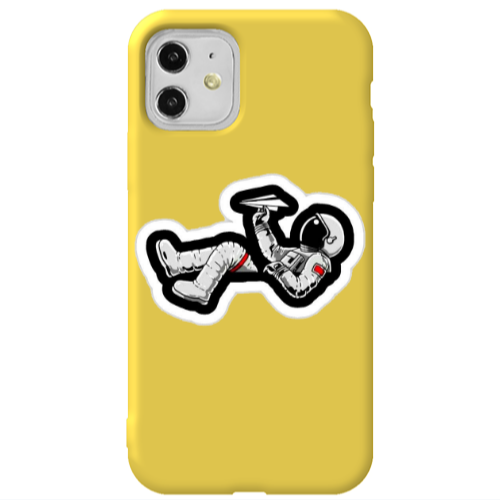 Apple iPhone 11  Astronaut flies a plane Yellow Colored Silicone TPU Θήκη