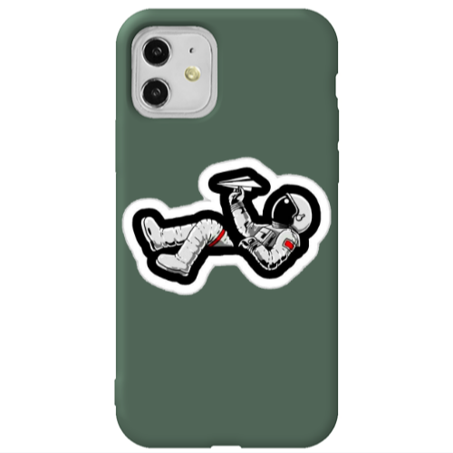 Apple iPhone 11  Astronaut flies a plane Dark Green Colored Silicone TPU Θήκη