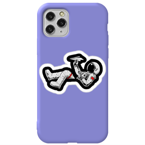 Apple iPhone 11 Pro Astronaut flies a plane Purple Colored Silicone TPU Θήκη