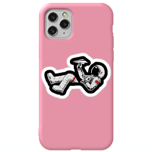 Apple iPhone 11 Pro Astronaut flies a plane Pink Colored Silicone TPU Θήκη