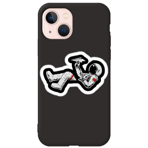 Apple iPhone 13 Astronaut flies a plane Black Colored Silicone TPU Θήκη