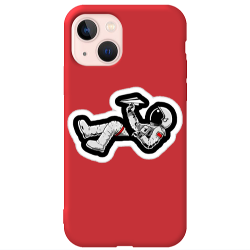 Apple iPhone 13 Astronaut flies a plane Red Colored Silicone TPU Θήκη