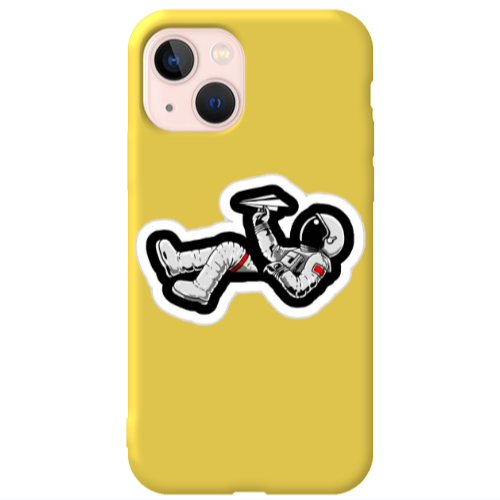 Apple iPhone 13 Astronaut flies a plane Yellow Colored Silicone TPU Θήκη