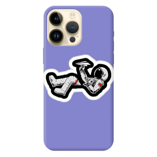 Apple iPhone 13 Pro Max Astronaut flies a plane Purple Colored Silicone TPU Θήκη