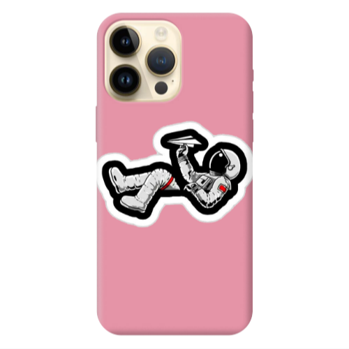 Apple iPhone 13 Pro Max Astronaut flies a plane Pink Colored Silicone TPU Θήκη