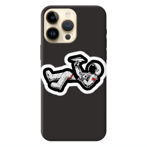 Apple iPhone 13 Pro Max Astronaut flies a plane Black Colored Silicone TPU Θήκη