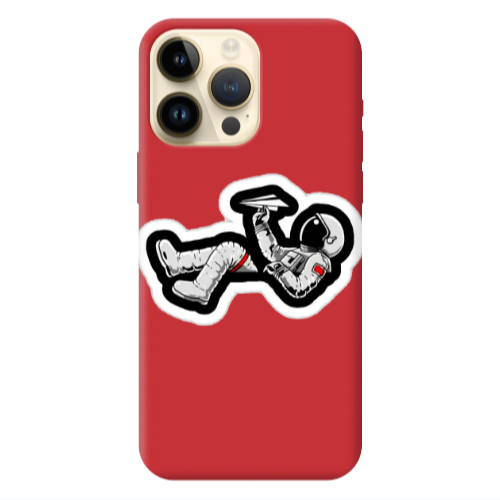 Apple iPhone 13 Pro Max Astronaut flies a plane Red Colored Silicone TPU Θήκη