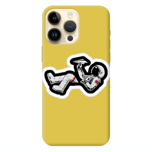 Apple iPhone 13 Pro Max Astronaut flies a plane Yellow Colored Silicone TPU Θήκη