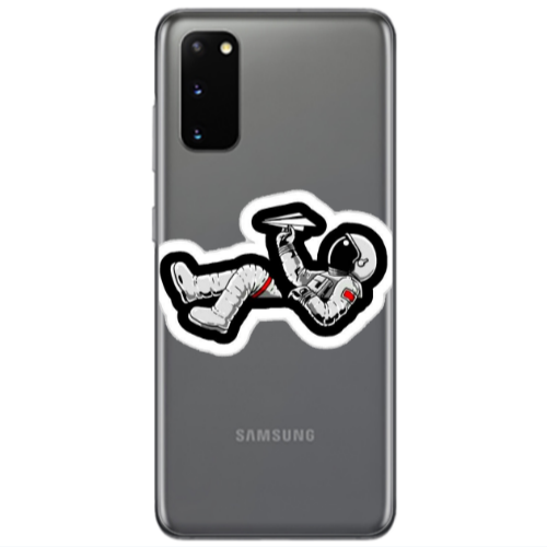 Samsung S20 Astronaut flies a plane Transparent Silicone TPU Θήκη