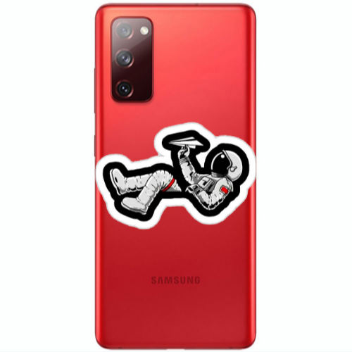 Samsung S20 FE Astronaut flies a plane Transparent Silicone TPU Θήκη