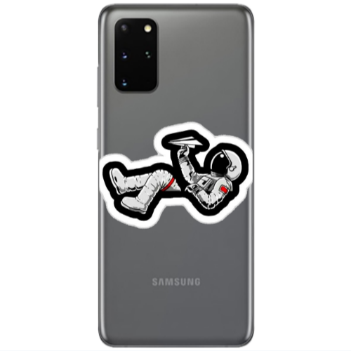 Samsung S20 Plus Astronaut flies a plane Transparent Silicone TPU Θήκη