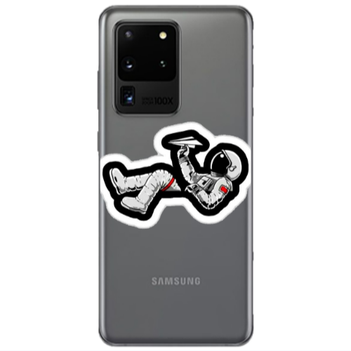 Samsung S20 Ultra Astronaut flies a plane Transparent Silicone TPU Θήκη