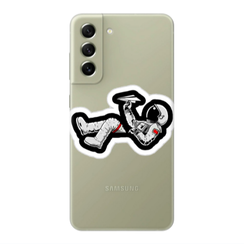 Samsung S22 Astronaut flies a plane Transparent Silicone TPU Θήκη
