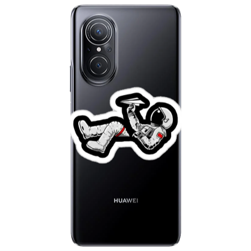 Huawei Nova 9 SE Astronaut flies a plane Transparent Silicone TPU Θήκη