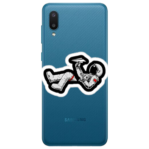 Samsung A02 Astronaut flies a plane Transparent Silicone TPU Θήκη