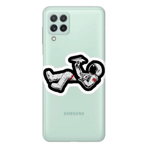 Samsung A22 4G Astronaut flies a plane Transparent Silicone TPU Θήκη