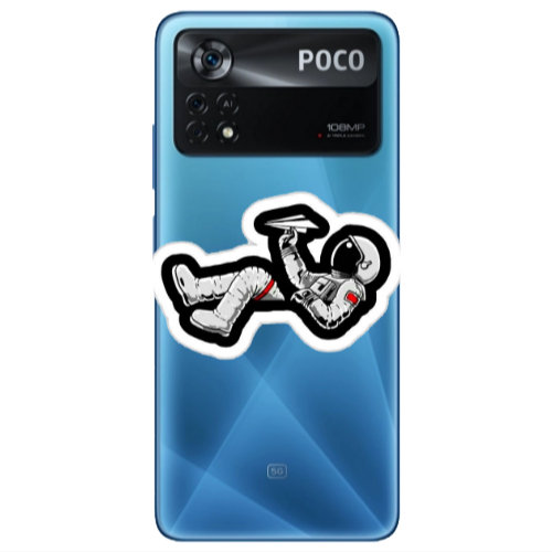 Xiaomi Poco X4 Pro Astronaut flies a plane Transparent Silicone TPU Θήκη
